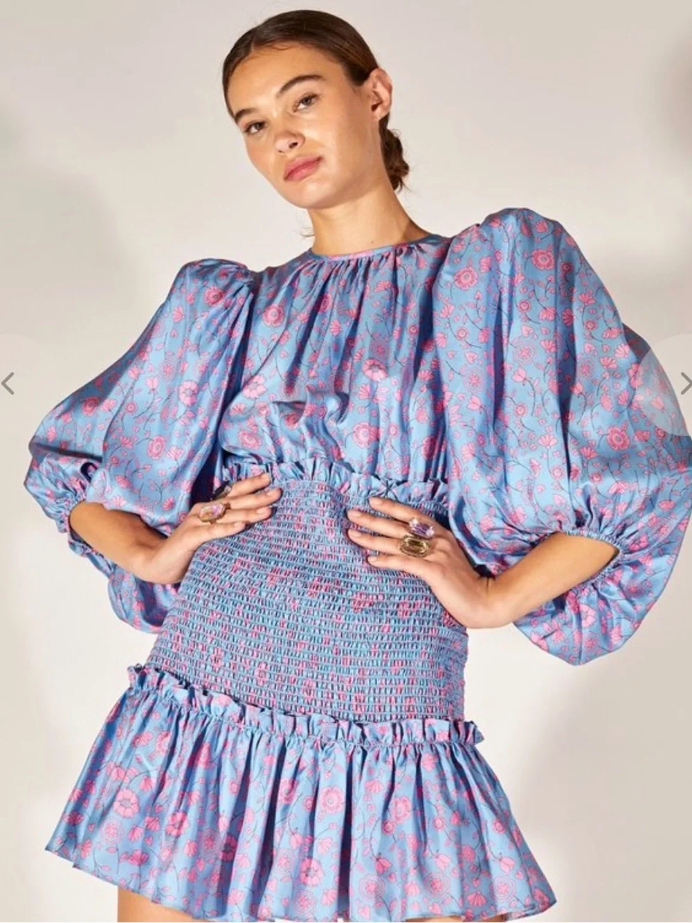 Cynthia Rowley Rosalyn Smocked Silk Twill Dress   Size XS - Picture 2 of 8